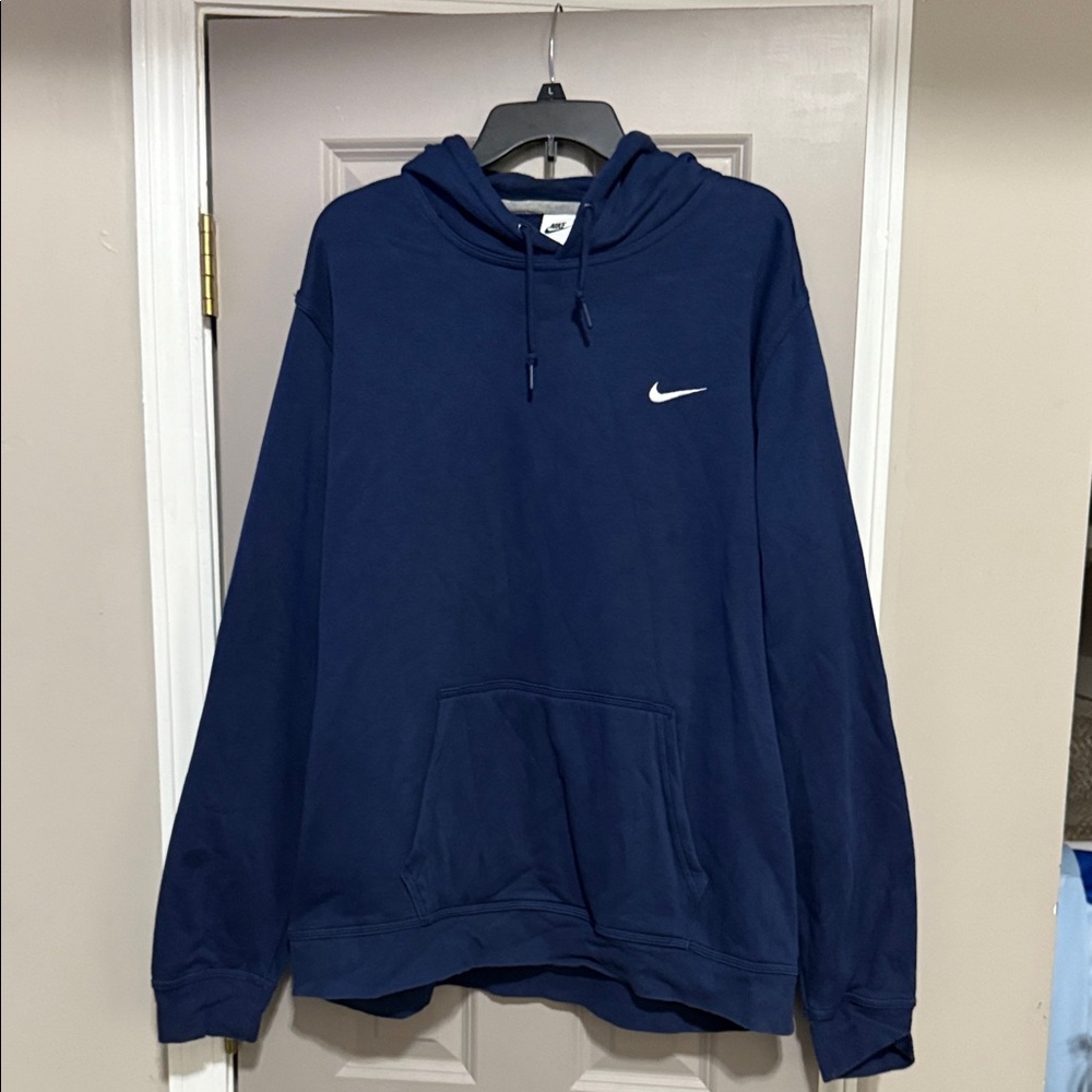 Nike Men's Navy Hoodie with White Logo